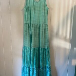 Lands' End Aqua Checkered Dress